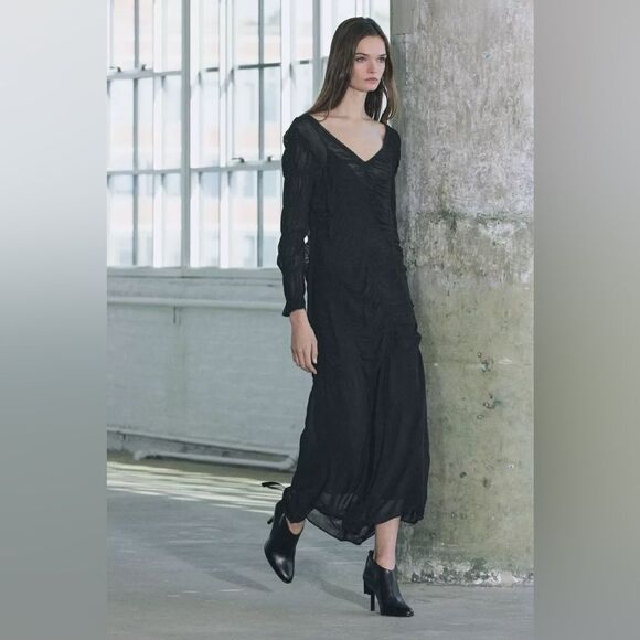 ZARA RUFFLED LONG DRESS ZW COLLECTION - Picture 4 of 11